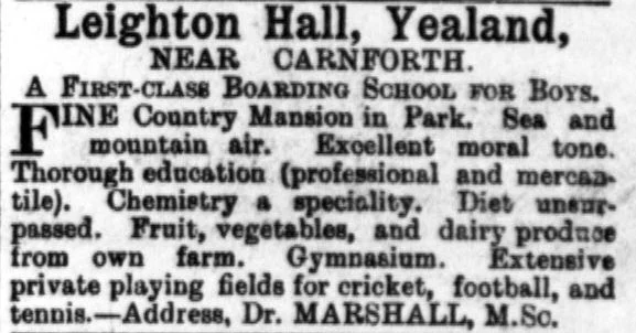 Newspaper advertisement as a 1st class boarding school for boys